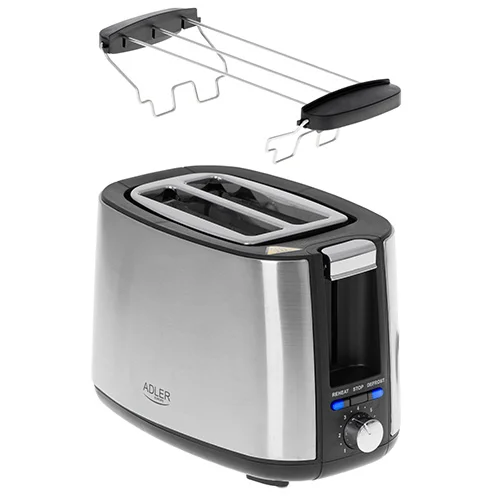 Adler   Toaster   AD 3214   Power 750 W   Number of slots 2   Housing material Stainless steel   Silver - Image 5
