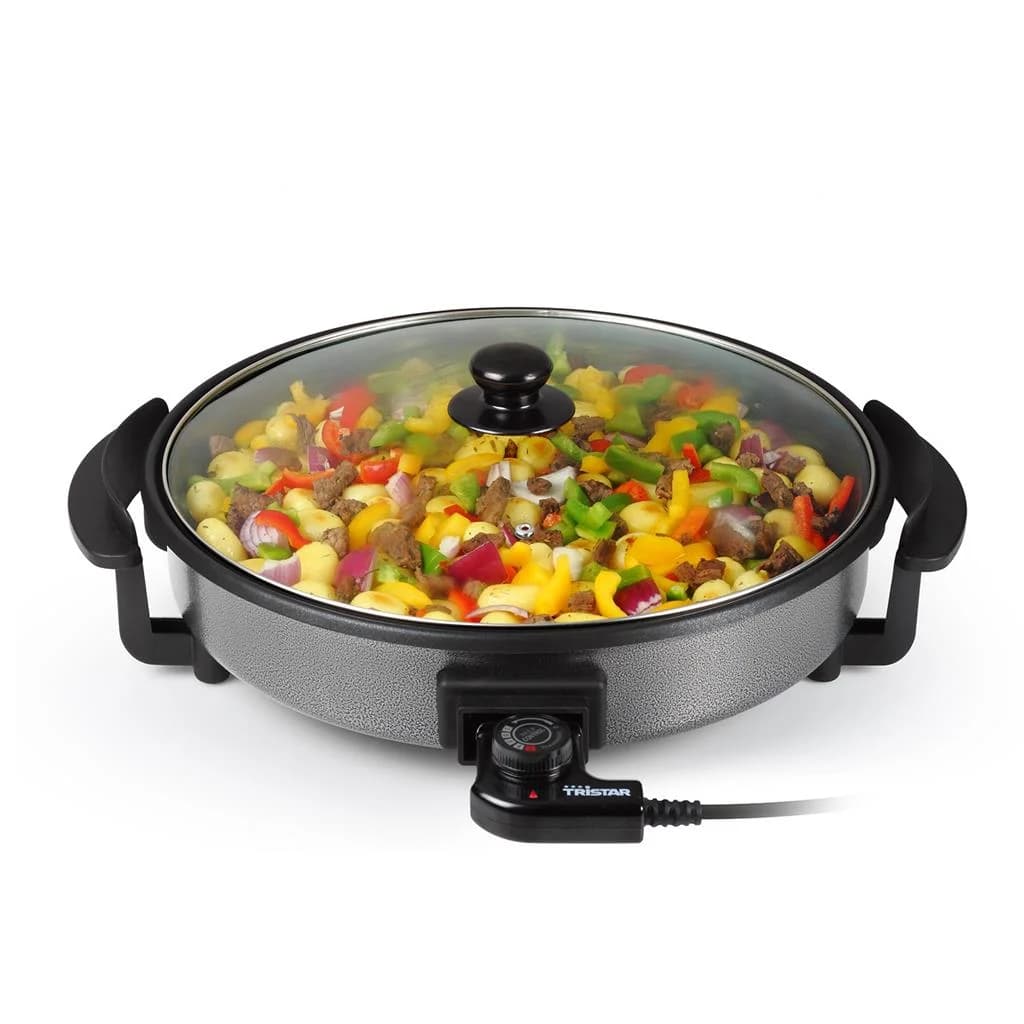Tristar Multifunctional grill pan PZ-2964 Diameter 40 cm Grill 1500 W Lid included Fixed handle Black - Image 1