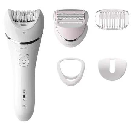 Philips Epilator BRE710/00 Operating time (max) 40 min Number of power levels N/A Wet & Dry White/Pink - Image 1