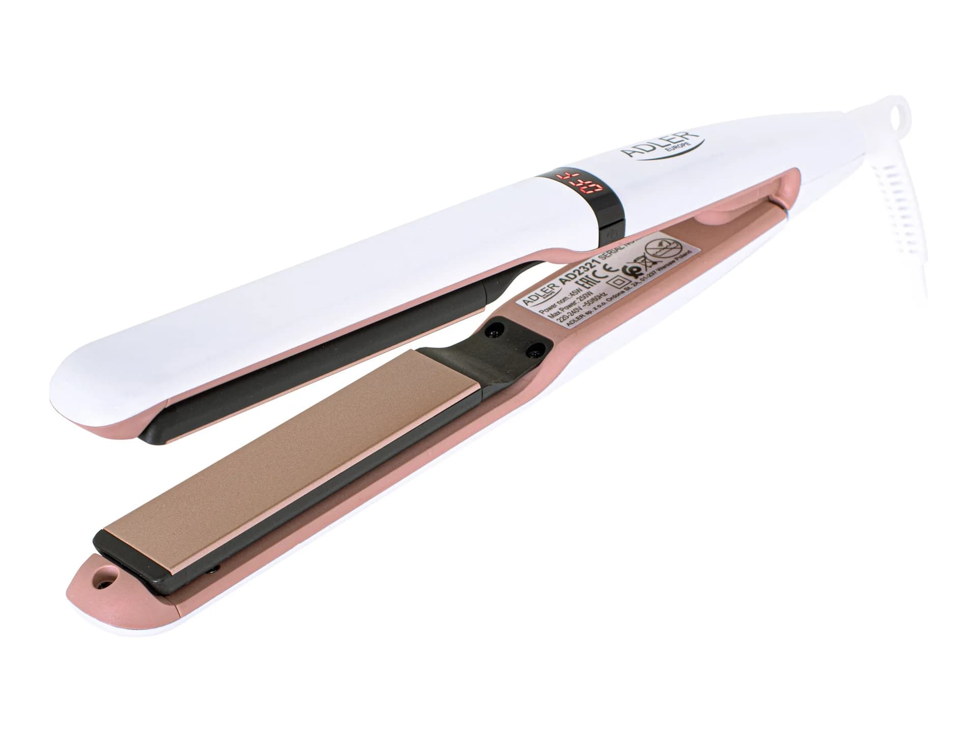 Adler   Hair Straightener   AD 2321   Warranty 24 month(s)   Ceramic heating system   Display LCD   Temperature (min) 140 °C   Temperature (max) 220 °C   45 W   Pearl White - Image 2