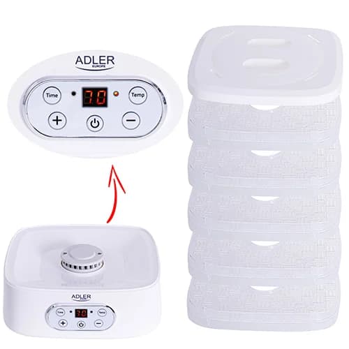 Adler   Food Dehydrator   AD 6658   Power 230 W   Number of trays 5   Temperature control   Integrated timer   White - Image 6