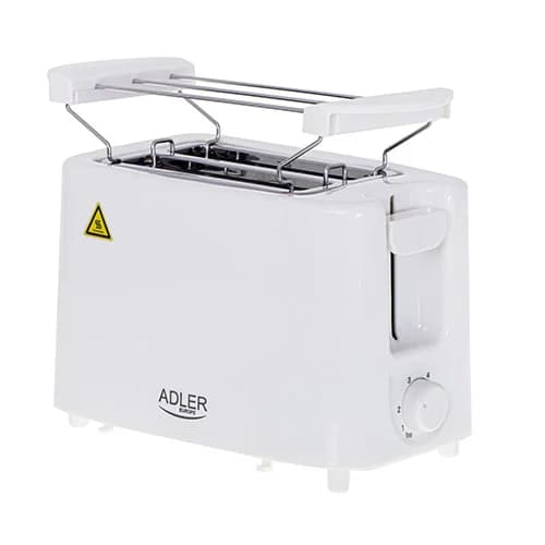 Adler   Toaster   AD 3223   Power 750 W   Number of slots 2   Housing material Plastic   White - Image 1