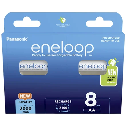 Panasonic   Rechargeable Batteries   ENELOOP BK-3MCDE/8BE   AA   2000 mAh   8 pc(s) - Image 1