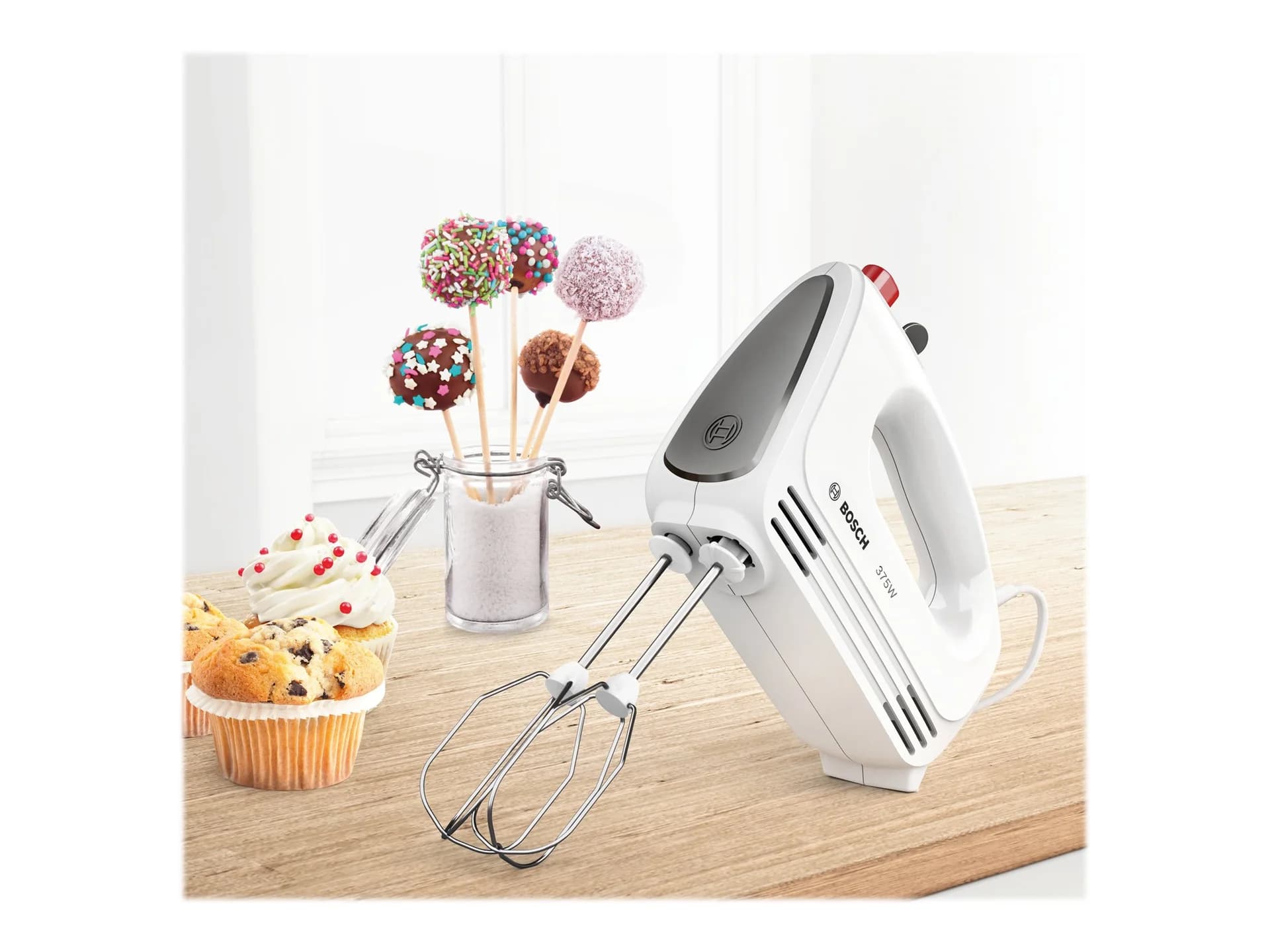 Bosch   Hand Mixer   MFQ22100 CleverMixx   Hand Mixer   375 W   Number of speeds 4   Turbo mode   White/Dark Grey - Image 10