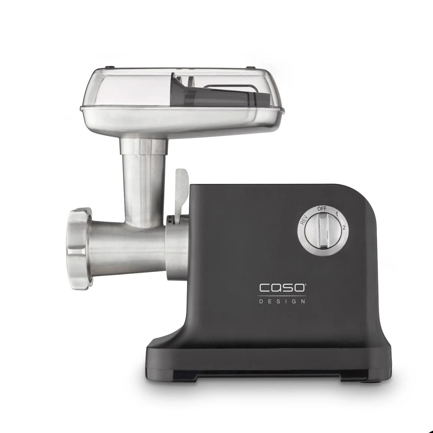 Caso   Meat Grinder   FW 2000   Black   2000 W   Number of speeds 2   Throughput (kg/min) 2.5   3 perforated discs, Shortbread attachment with 4 moulds, Sausage filler, Stuffer, Drip tray - Image 1