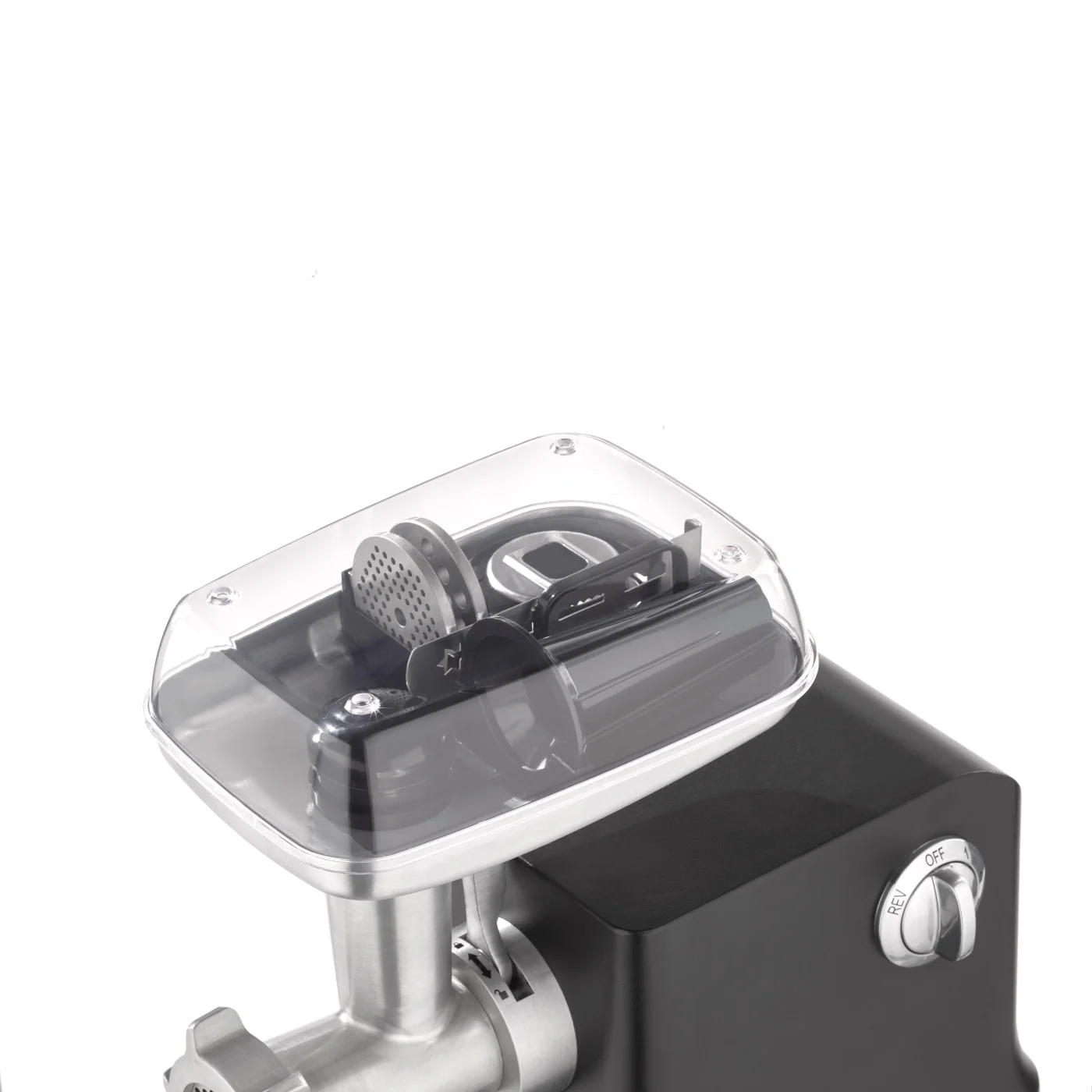 Caso   Meat Grinder   FW 2000   Black   2000 W   Number of speeds 2   Throughput (kg/min) 2.5   3 perforated discs, Shortbread attachment with 4 moulds, Sausage filler, Stuffer, Drip tray - Image 4