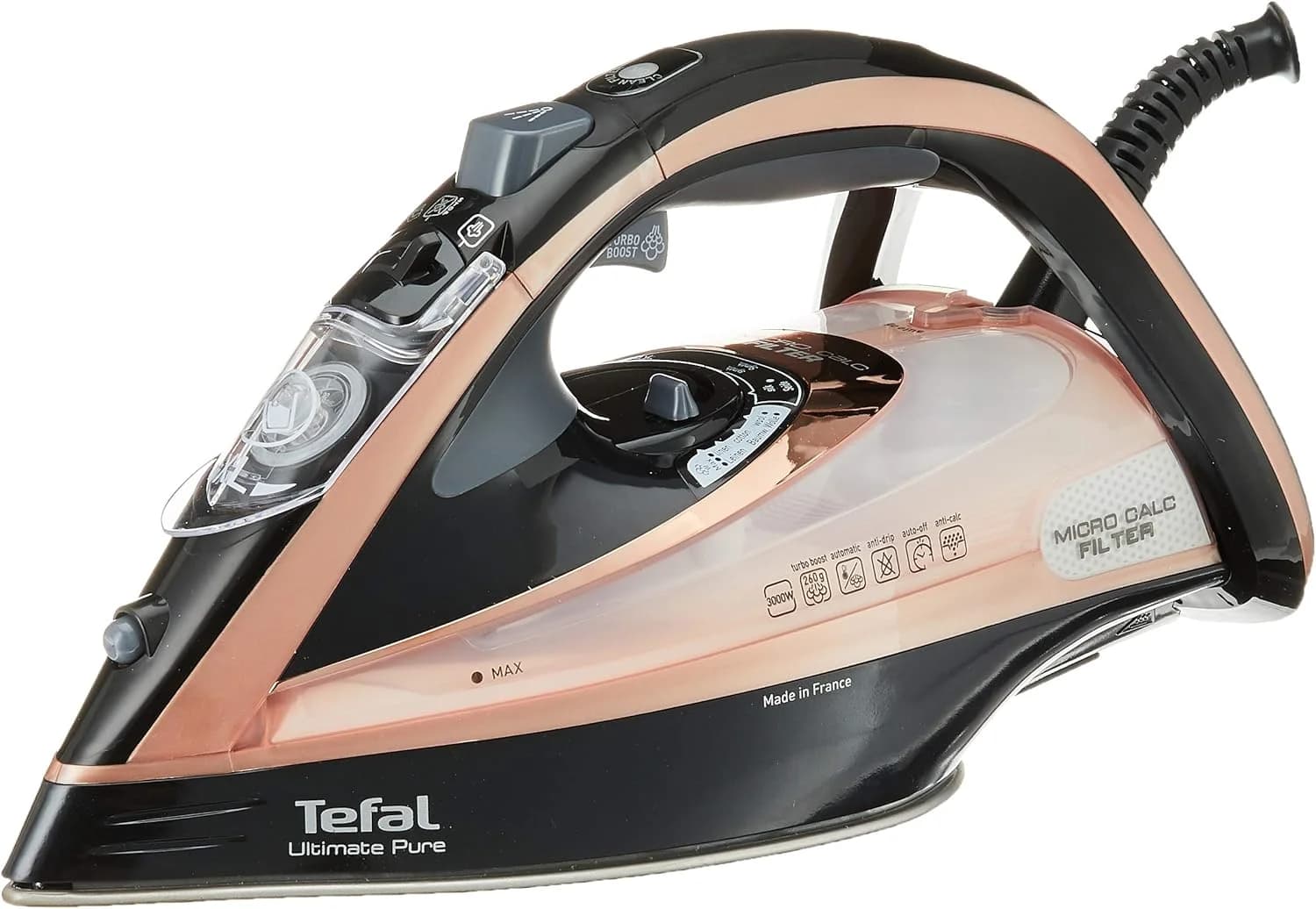 TEFAL Steam Iron FV9845 Steam Iron 3200 W Water tank capacity 350 ml Continuous steam 60 g/min Black/Rose Gold - Image 9