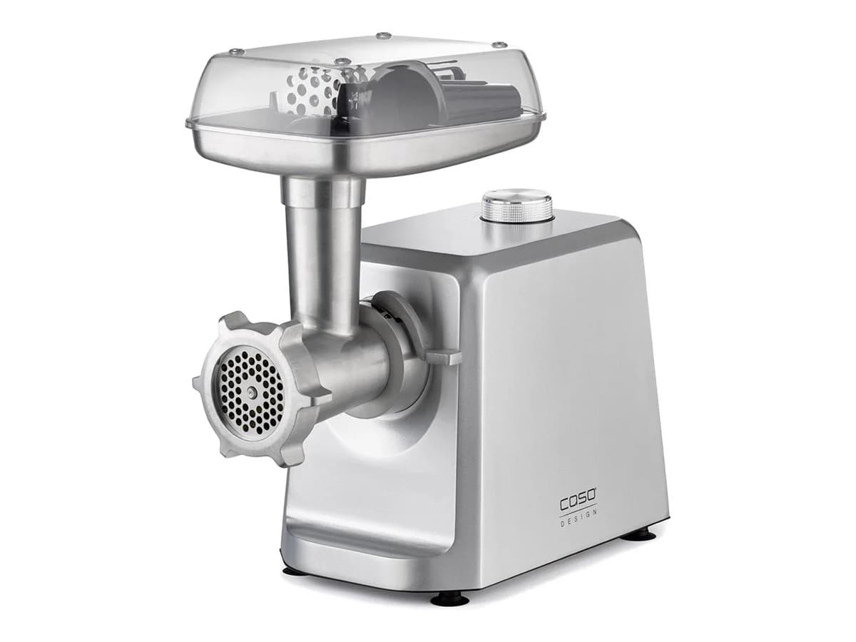 Caso   Meat Mincer   FW 2500   Stainless Steel   2500 W   Number of speeds 2   Throughput (kg/min) 2.5   3 stainless steel cutting plates (3 mm, 5 mm and 8 mm), Sausage filler, Cookie attachment with 4 moulds, Stuffer - Image 2