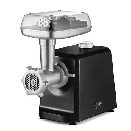Caso   Meat Mincer   FW 2500   Black   2500 W   Number of speeds 2   Throughput (kg/min) 2.5   3 stainless steel cutting plates (3 mm, 5 mm and 8 mm), Sausage filler, Cookie attachment with 4 moulds, Stuffer - Image 1