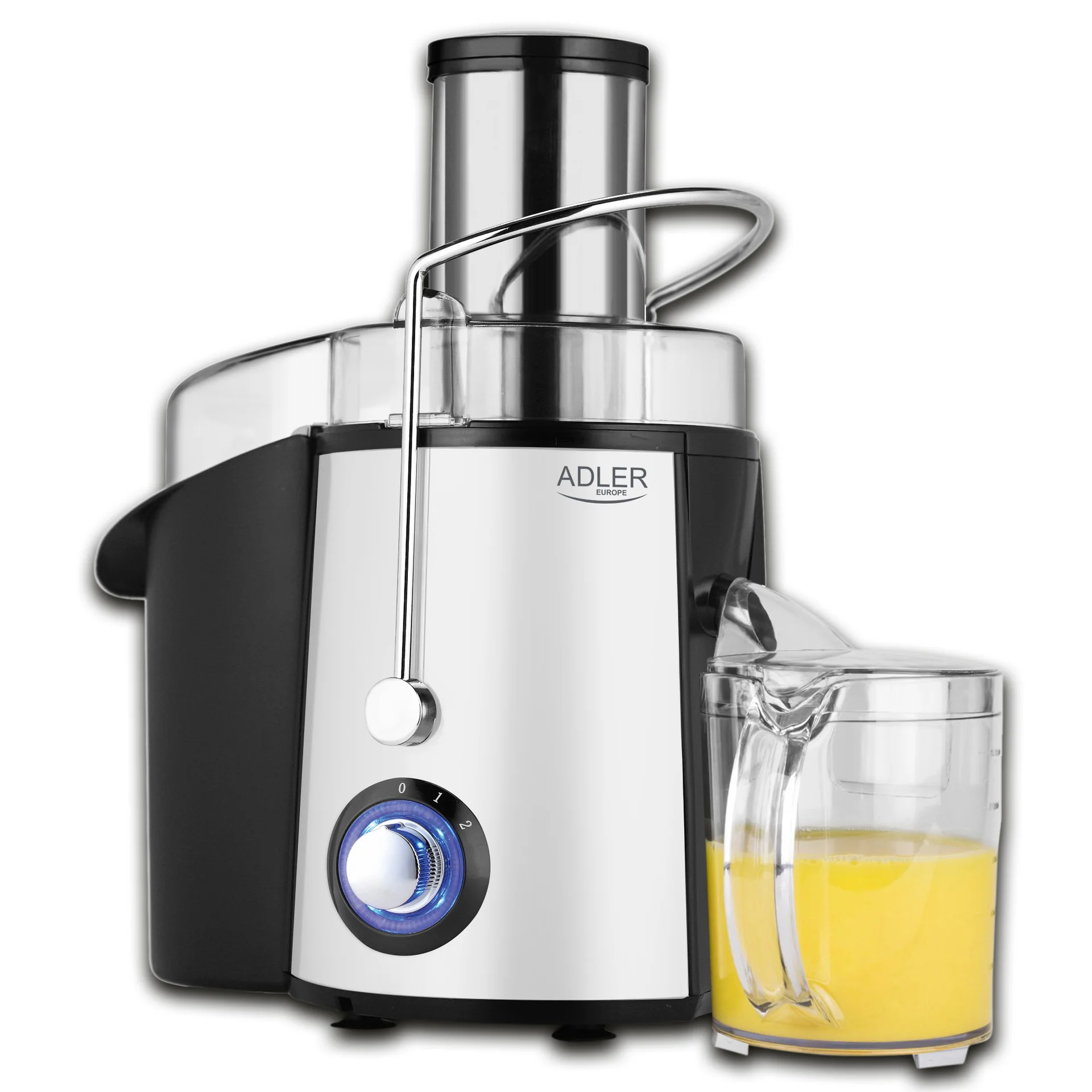 Adler   Juicer   AD 4128   Type Juicer maker   Matt Black/White   1000 W   Number of speeds 2 - Image 1