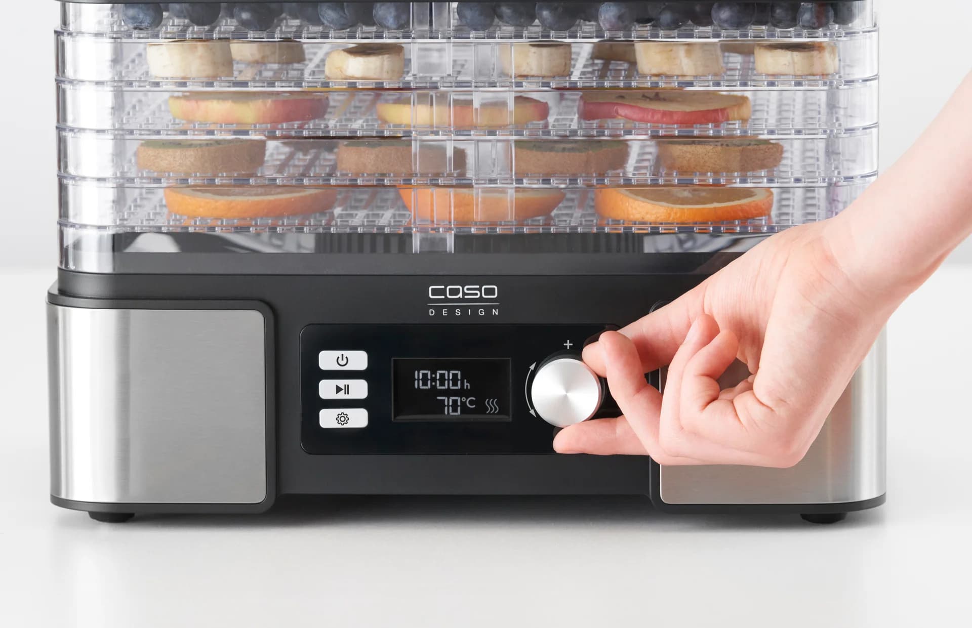 Caso Food Dehydrator DH 450 Power 370-450 W Number of trays 5 Temperature control Integrated timer Black/Stainless Steel - Image 5