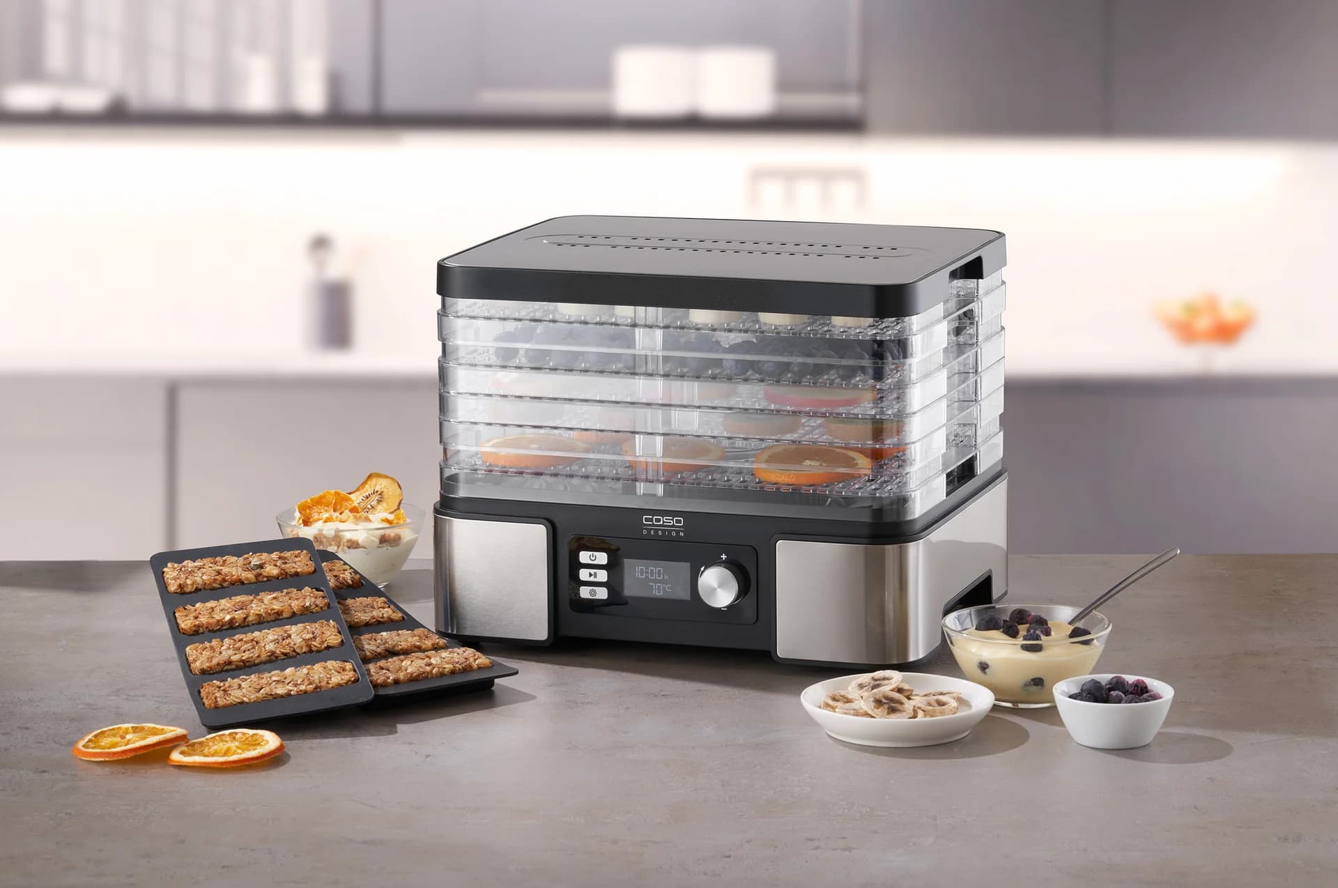Caso Food Dehydrator DH 450 Power 370-450 W Number of trays 5 Temperature control Integrated timer Black/Stainless Steel - Image 6