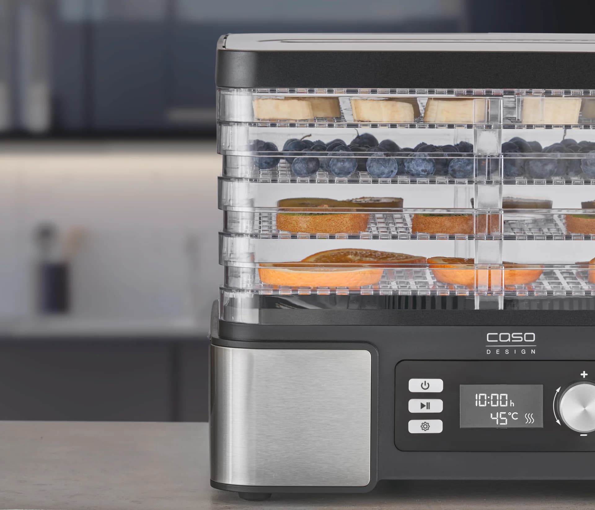 Caso Food Dehydrator DH 450 Power 370-450 W Number of trays 5 Temperature control Integrated timer Black/Stainless Steel - Image 7