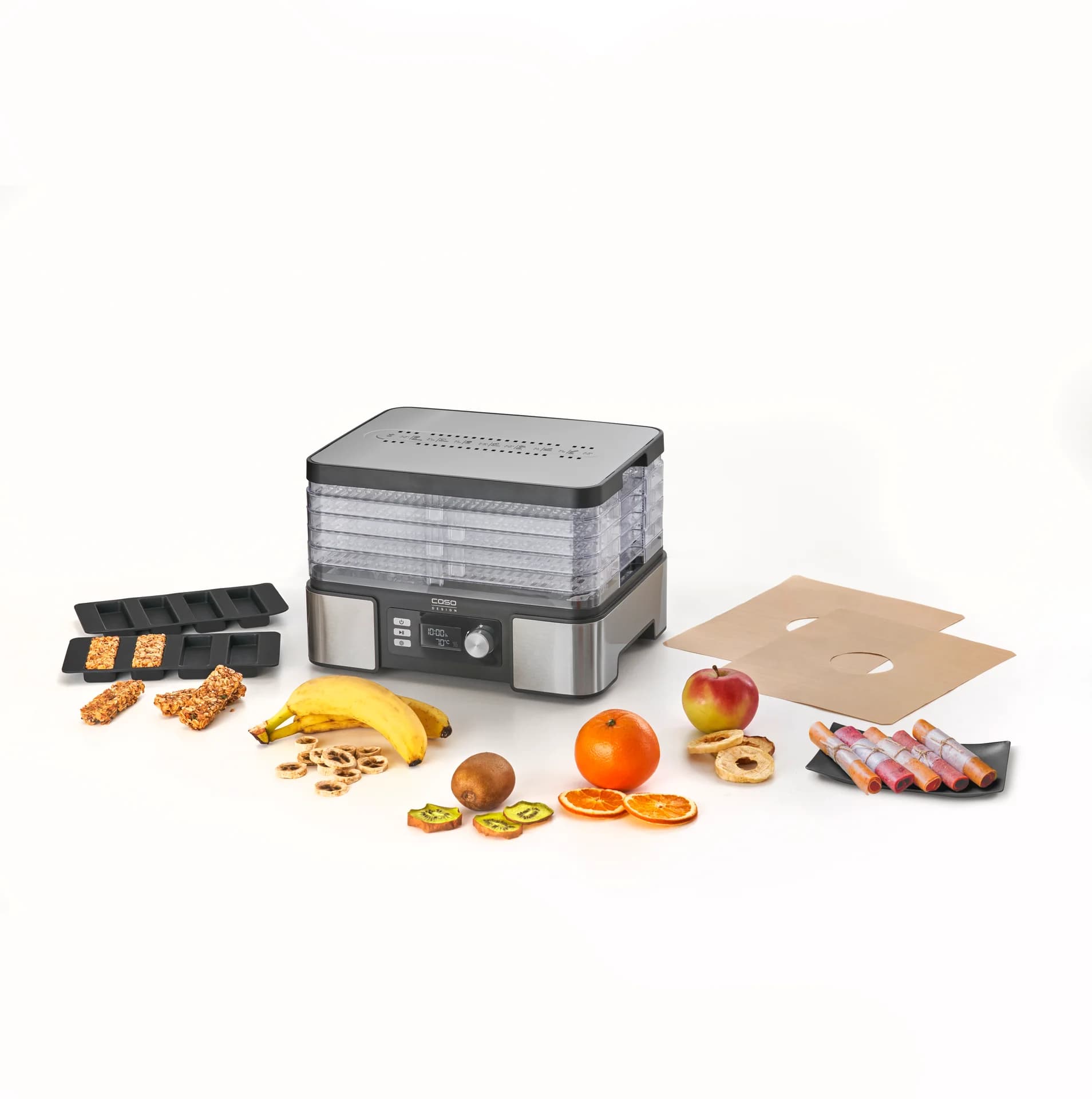 Caso Food Dehydrator DH 450 Power 370-450 W Number of trays 5 Temperature control Integrated timer Black/Stainless Steel - Image 8