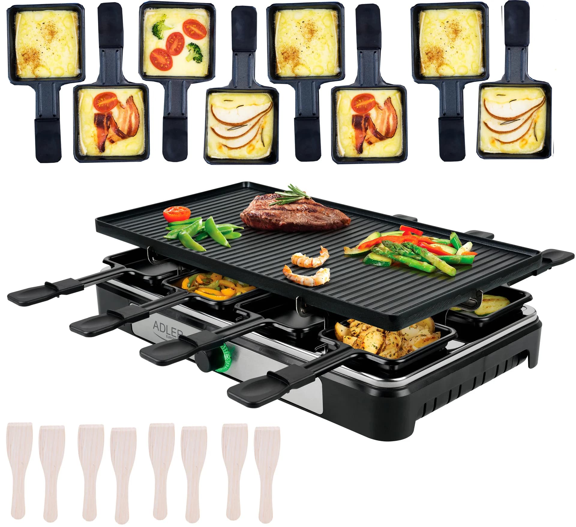 Adler Raclette - electric grill AD 6616 Table 1400 W Black/Stainless steel - Image 15