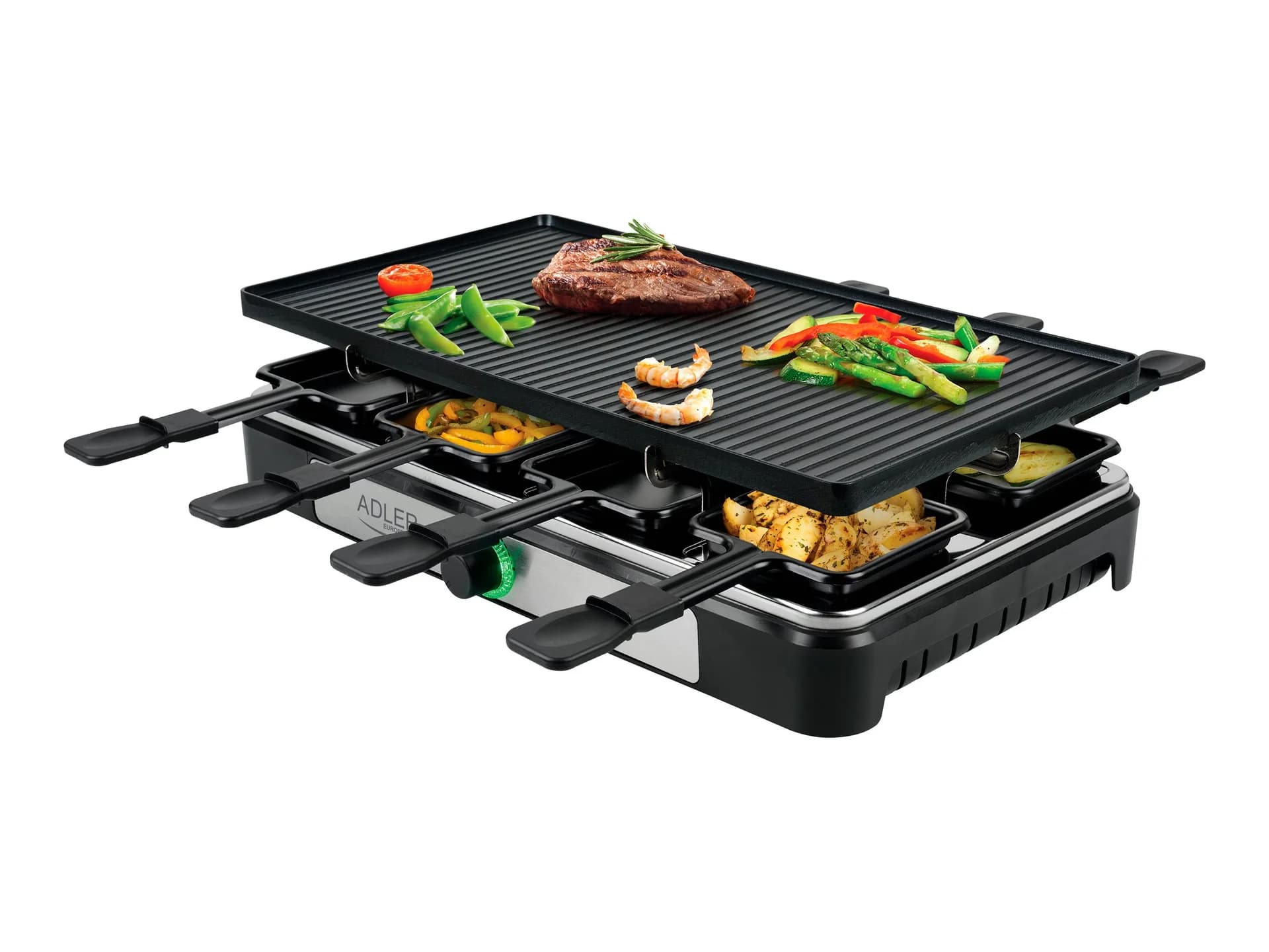Adler Raclette - electric grill AD 6616 Table 1400 W Black/Stainless steel - Image 2