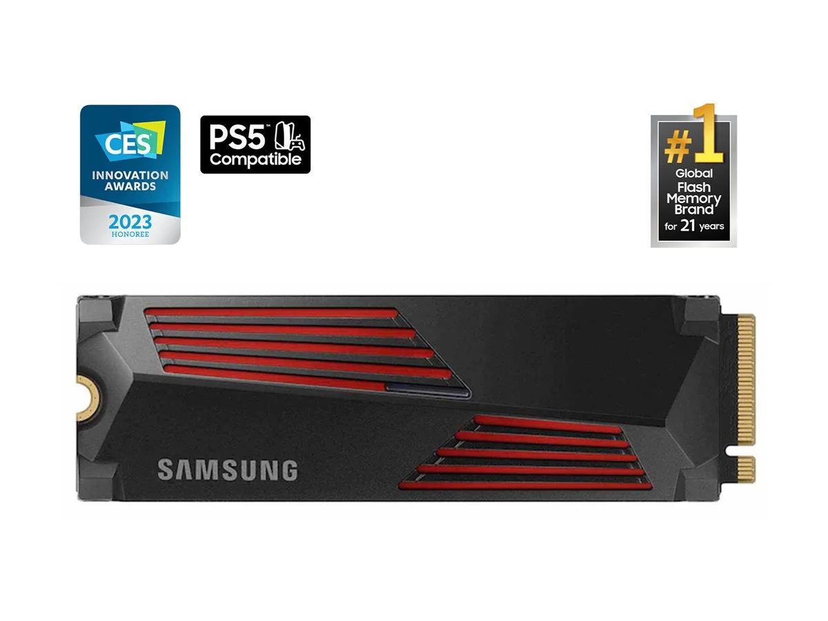 Samsung   990 PRO with Heatsink   2000 GB   SSD form factor M.2 2280   Solid-state drive interface M.2 NVMe   Read speed 7450 MB/s   Write speed 6900 MB/s - Image 4