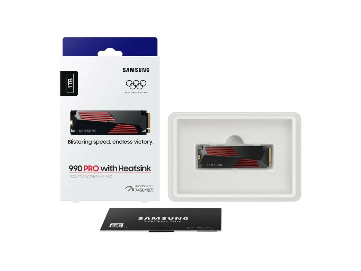 Samsung   990 PRO with Heatsink   1000 GB   SSD form factor M.2 2280   Solid-state drive interface M.2 NVMe   Read speed 7450 MB/s   Write speed 6900 MB/s - Image 12