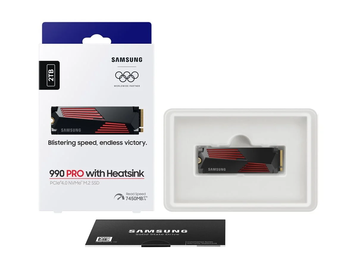 Samsung   990 PRO with Heatsink   2000 GB   SSD form factor M.2 2280   Solid-state drive interface M.2 NVMe   Read speed 7450 MB/s   Write speed 6900 MB/s - Image 17