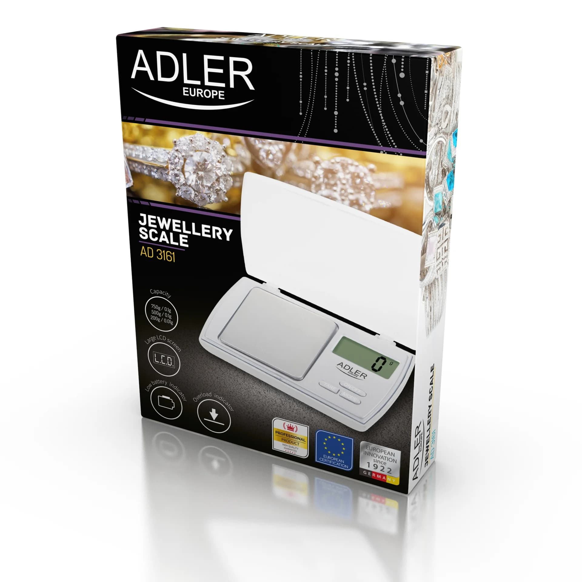 Adler   Precision scale   AD 3161   Maximum weight (capacity) 0.5 kg   Accuracy 0.01 g   White - Image 4