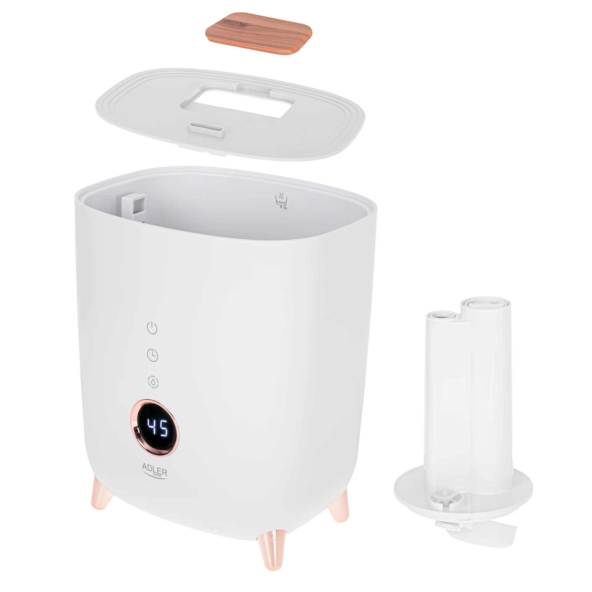 Adler AD 7972 Humidifier 23 W Water tank capacity 4 L Suitable for rooms up to 35 m² Ultrasonic Humidification capacity 150-300 ml/hr White - Image 6