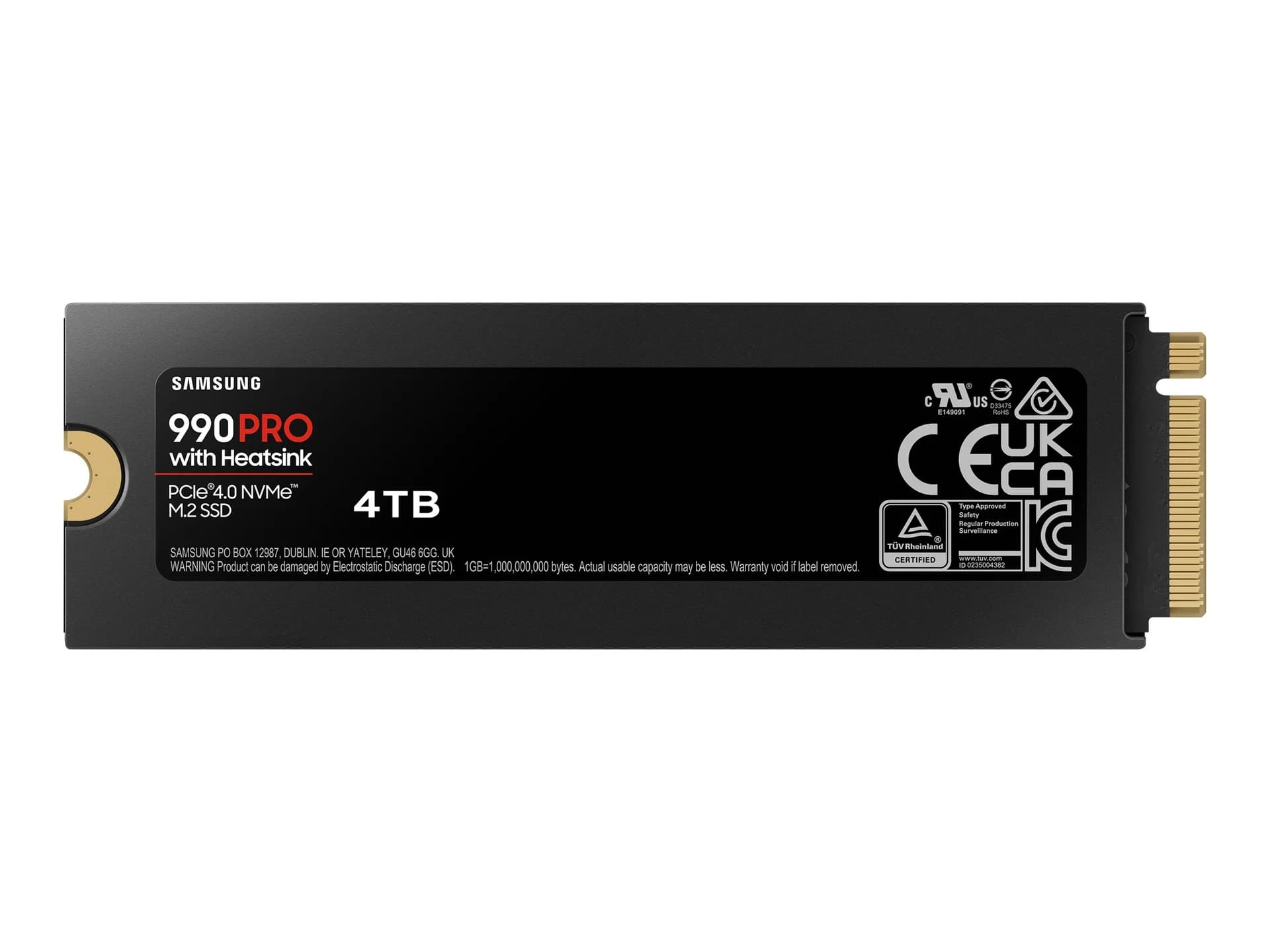 Samsung   990 PRO with Heatsink   4000 GB   SSD form factor M.2 2280   Solid-state drive interface M.2 NVME   Read speed 7450 MB/s   Write speed 6900 MB/s - Image 1