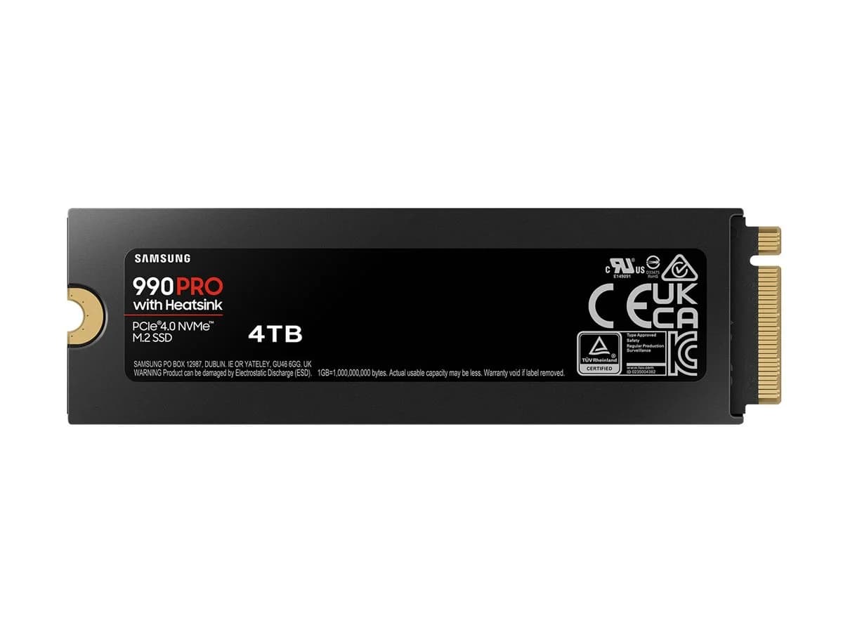 Samsung   990 PRO with Heatsink   4000 GB   SSD form factor M.2 2280   Solid-state drive interface M.2 NVME   Read speed 7450 MB/s   Write speed 6900 MB/s - Image 13