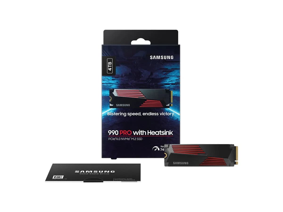 Samsung   990 PRO with Heatsink   4000 GB   SSD form factor M.2 2280   Solid-state drive interface M.2 NVME   Read speed 7450 MB/s   Write speed 6900 MB/s - Image 15