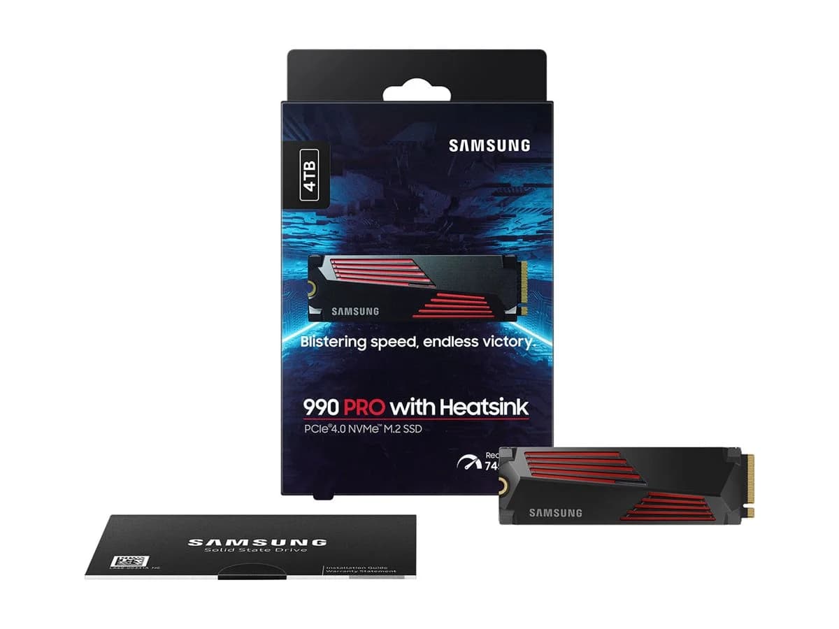 Samsung   990 PRO with Heatsink   4000 GB   SSD form factor M.2 2280   Solid-state drive interface M.2 NVME   Read speed 7450 MB/s   Write speed 6900 MB/s - Image 18
