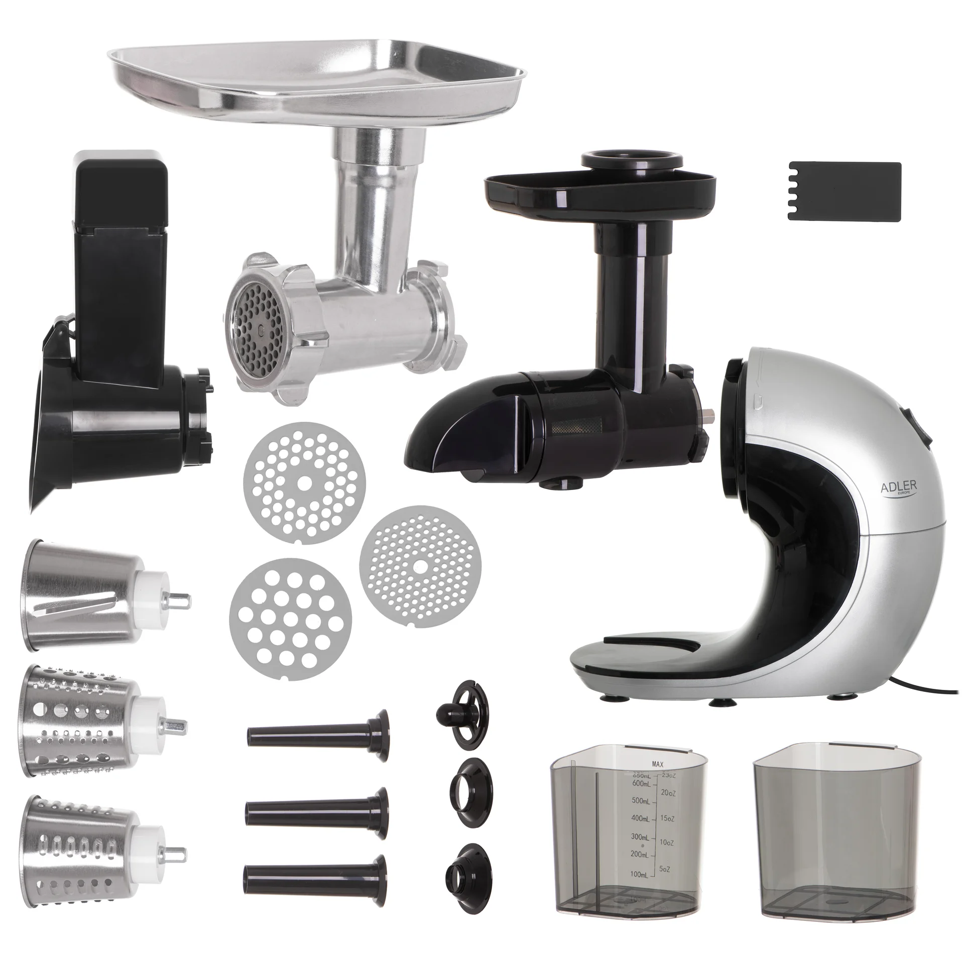 Adler   Slow-speed juicer 3in1 - Meat mincer, Juicer, Vegetable grater   AD 4131   Type  Slow Juicer   Stainless Steel   150 W   Number of speeds 1   90-105 RPM - Image 9