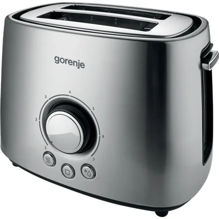 Gorenje   Toaster   T1000E   Power 1000 W   Number of slots 2   Housing material  Metal   Stainless Steel - Image 1
