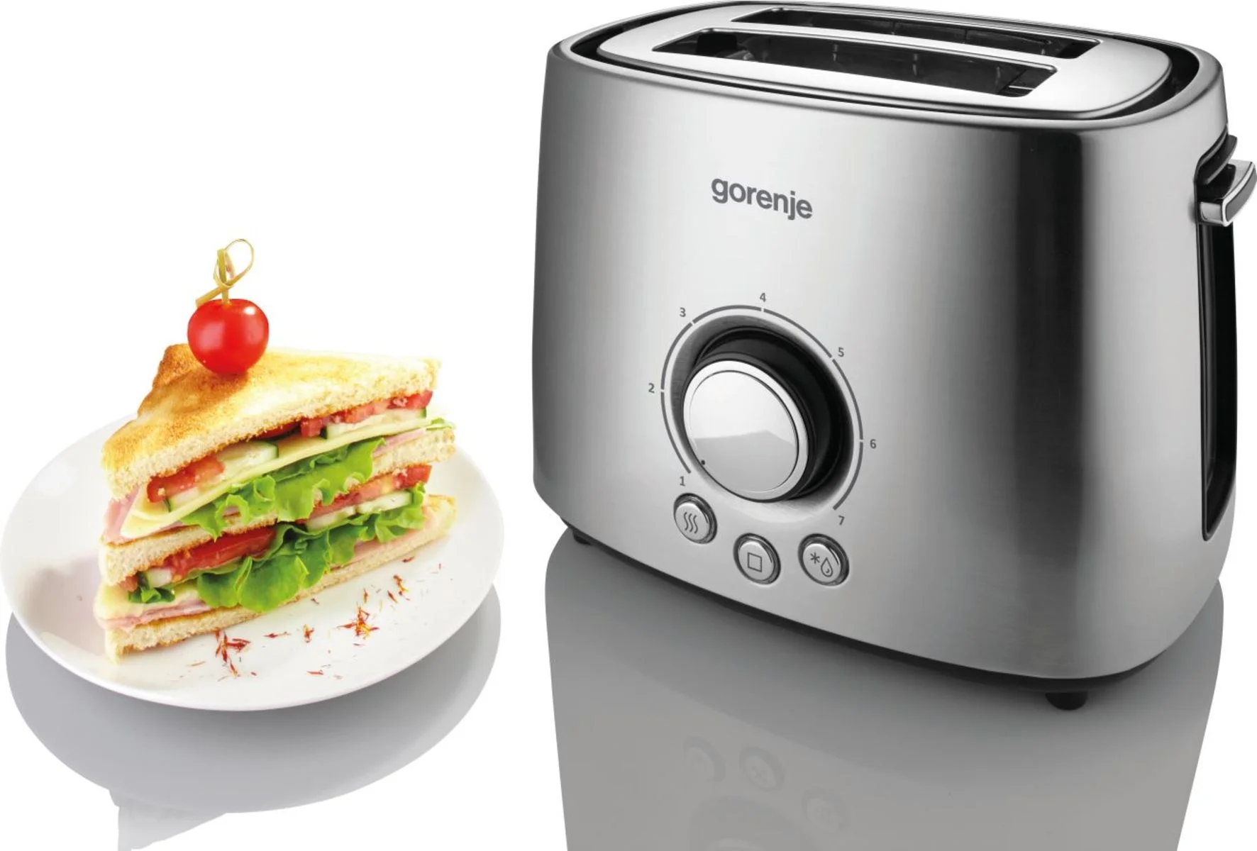 Gorenje   Toaster   T1000E   Power 1000 W   Number of slots 2   Housing material  Metal   Stainless Steel - Image 5