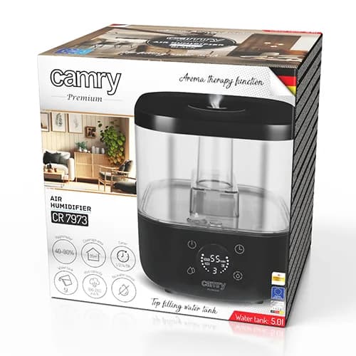 Camry   CR 7973b   Humidifier   23 W   Water tank capacity 5 L   Suitable for rooms up to 35 m²   Ultrasonic   Humidification capacity 100-260 ml/hr   Black - Image 10
