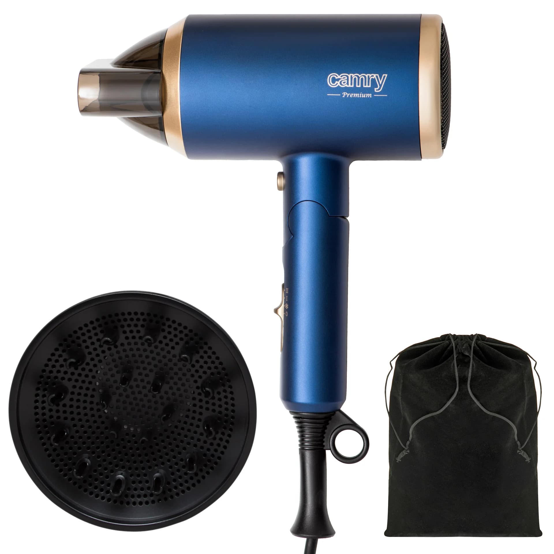 Camry   Hair Dryer   CR 2268   1800 W   Number of temperature settings 2   Ionic function   Diffuser nozzle   Blue/Gold - Image 1