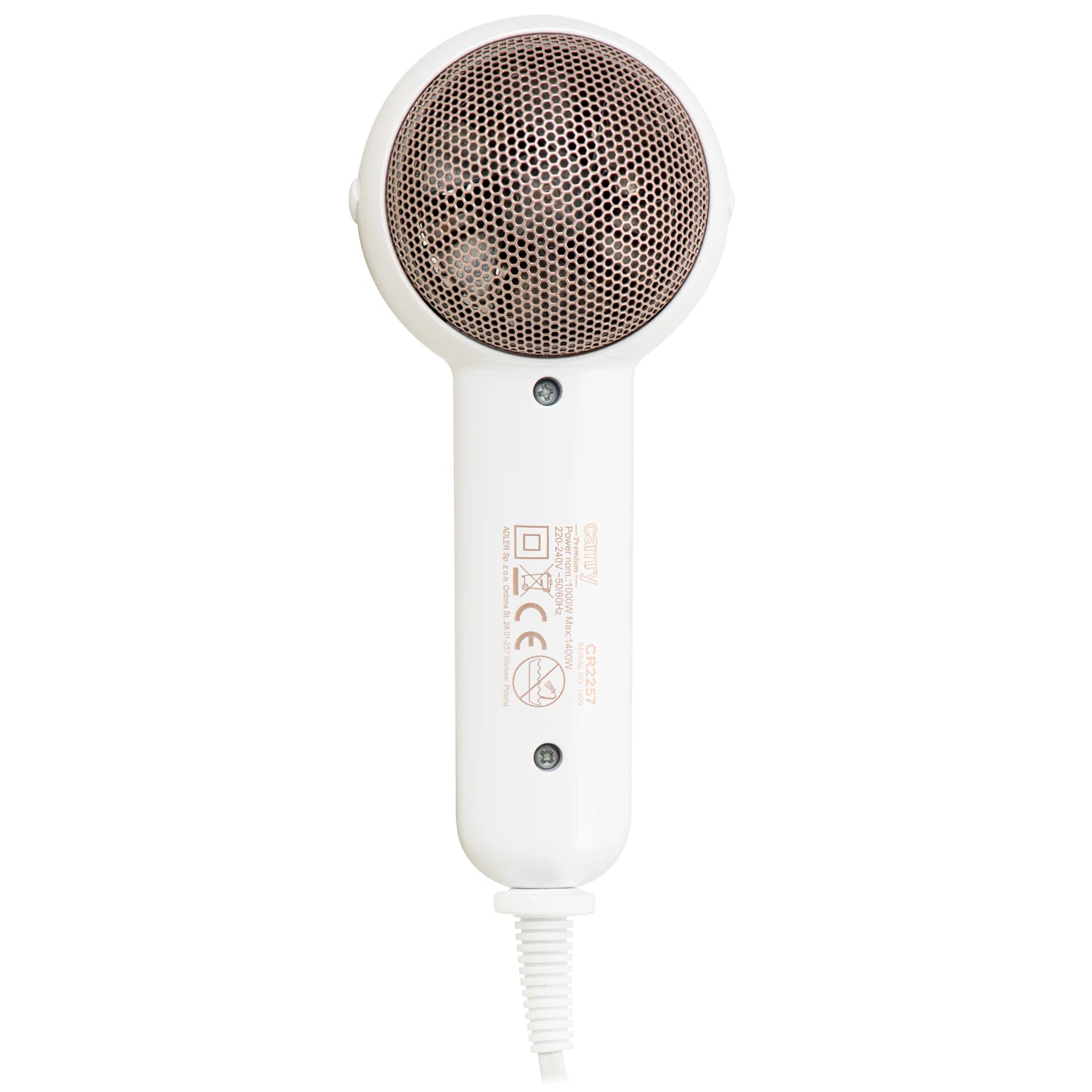 Camry Hair Dryer CR 2257 1400 W Number of temperature settings 1 White - Image 5