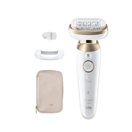 Braun Epilator   9-011 3D Silk-epil 9 Flex   Operating time (max) 50 min   Number of power levels 2   Wet & Dry   White/Gold - Image 1