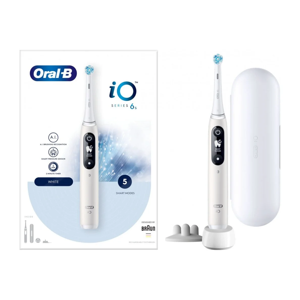 Oral-B Electric Toothbrush iO6 Rechargeable For adults Number of brush heads included 1 Number of teeth brushing modes 5 White - Image 2