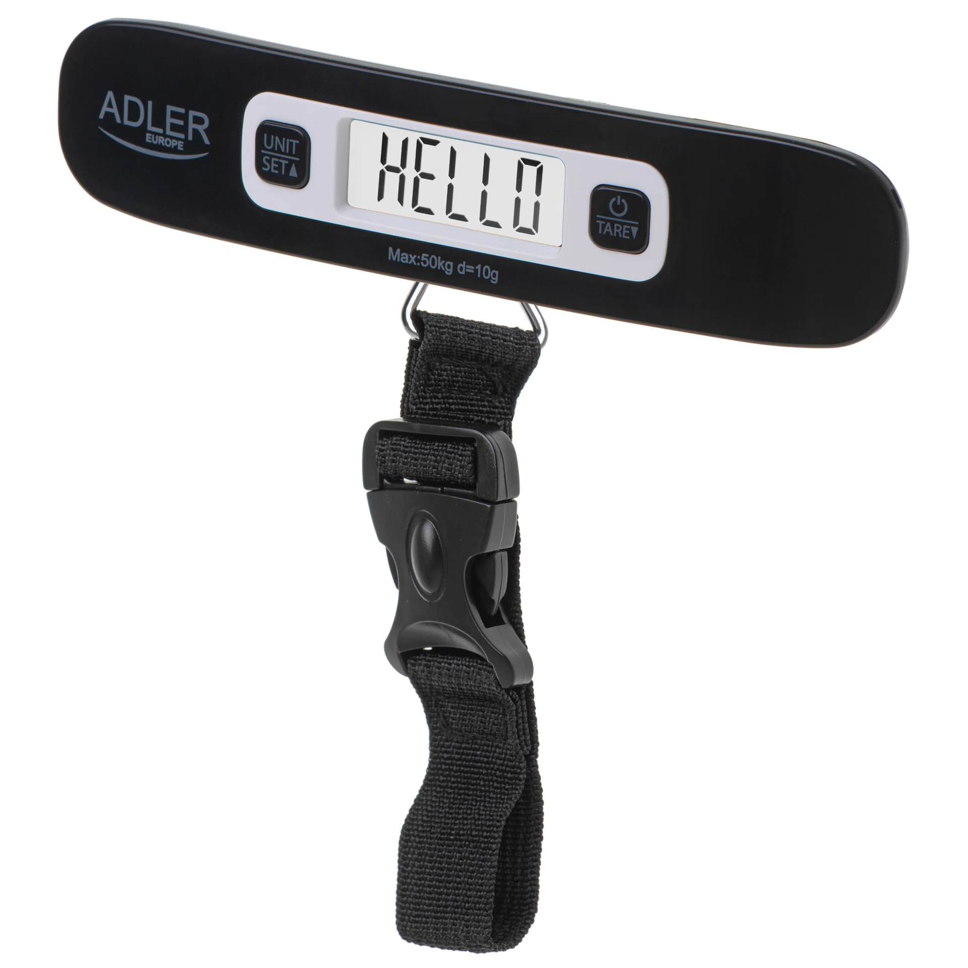 Adler   Travel Luggage Scale   AD 8190   Maximum weight (capacity) 50 kg   Accuracy 10 g   Black - Image 1