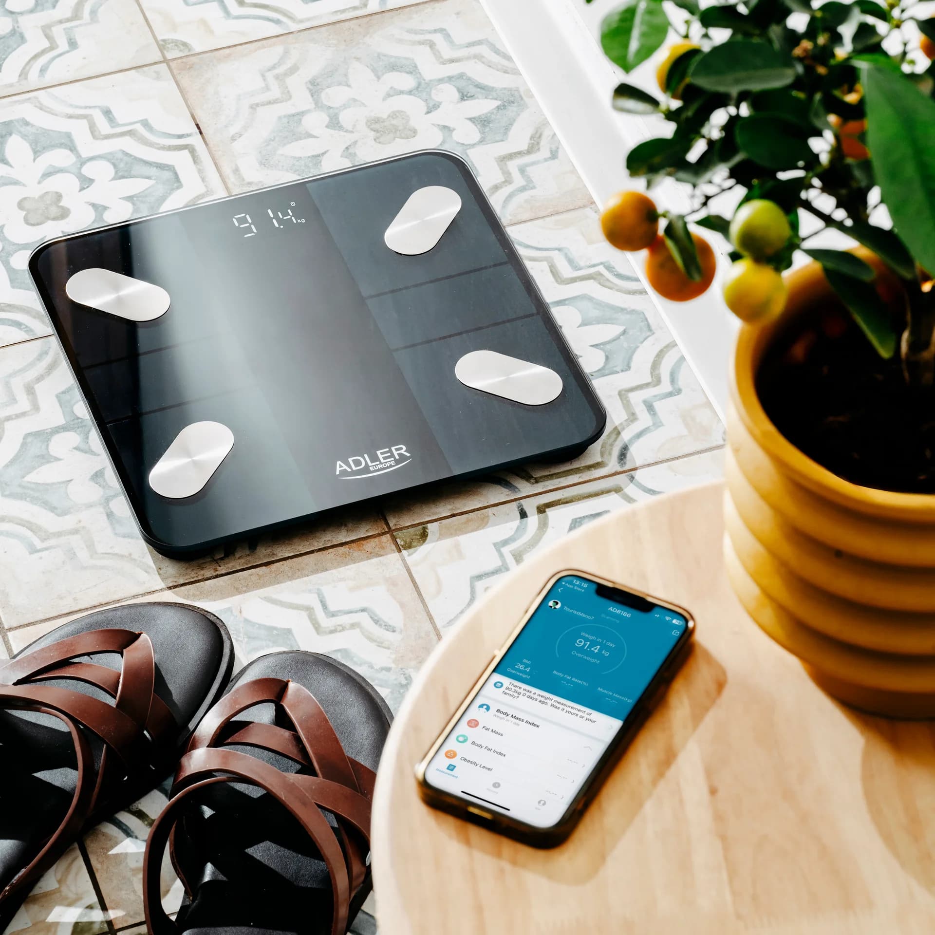 Adler Smart Bathroom Scale AD 8186b Maximum weight (capacity) 180 kg Accuracy 100 g Body Mass Index (BMI) measuring Black - Image 8