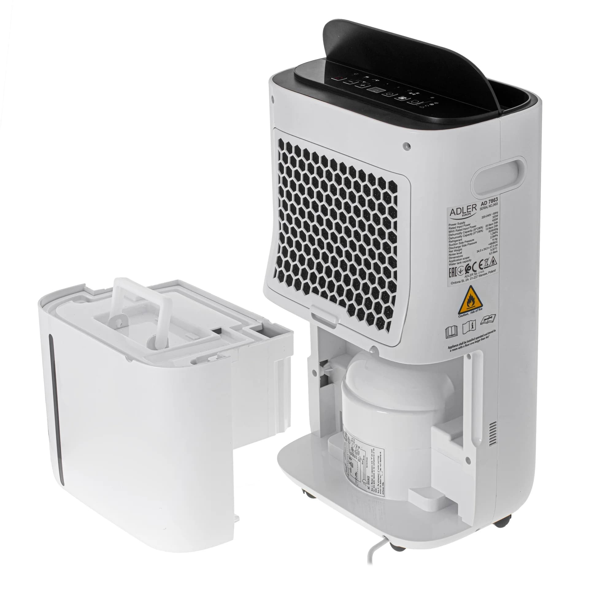Adler   2-in1 Air Dehumidifier and Air purifier   AD 7863   Power 420 W   Suitable for rooms up to 140 m³   Water tank capacity 6.5 L   White - Image 8