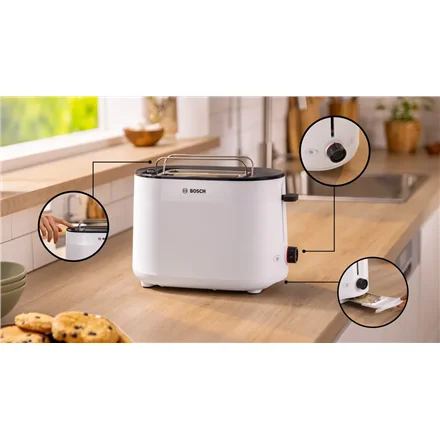 Bosch Compact Toaster   TAT2M121 MyMoment   Power 950 W   Number of slots 2   Housing material Plastic   White - Image 4