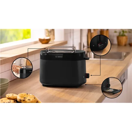 Bosch Compact Toaster   TAT2M123 MyMoment   Power 950 W   Number of slots 2   Housing material Plastic   Black - Image 3