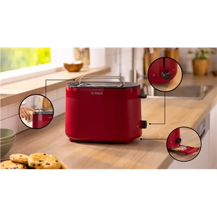 Bosch Compact Toaster   TAT2M124 MyMoment   Power 950 W   Number of slots 2   Housing material Plastic   Red - Image 3
