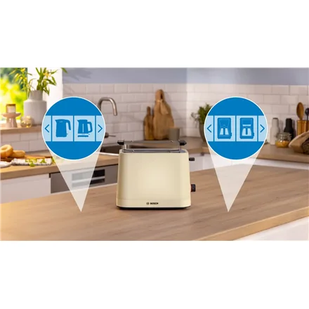 Bosch Compact Toaster   TAT3M127 MyMoment   Number of slots 2   Housing material Plastic   Beige - Image 4