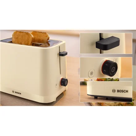 Bosch Compact Toaster   TAT3M127 MyMoment   Number of slots 2   Housing material Plastic   Beige - Image 5