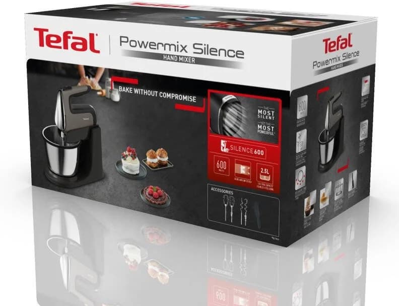 TEFAL Hand Mixer Powermix Silence HT654E38 Hand Mixer 600 W Number of speeds 5 Turbo mode Dark grey - Image 6
