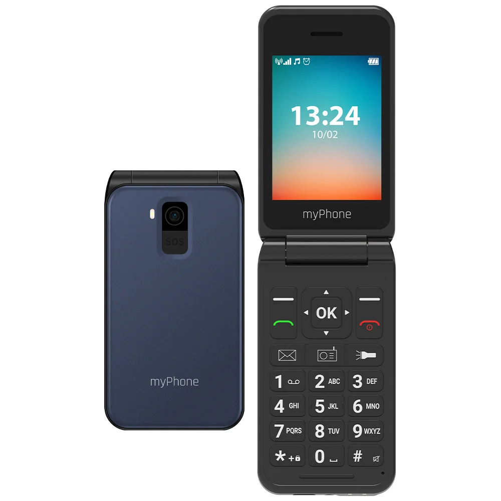 myPhone Flip   LTE   Navy Blue   2.8 "   TFT   48 MB   128 MB   3G   Bluetooth   2.1   USB version Type-C   Built-in camera   Main camera resolution 1.3 MP   1000 mAh - Image 1