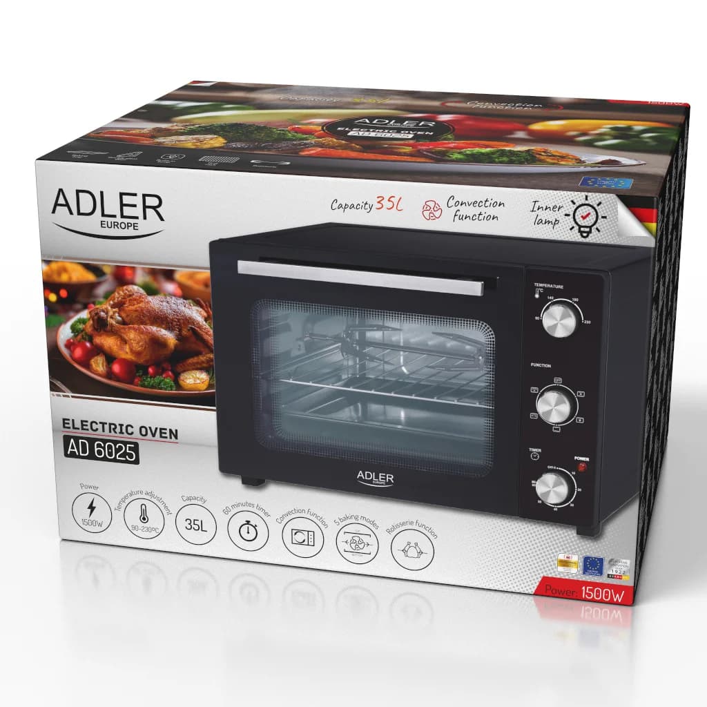 Adler Electric oven   AD 6025   35 L   1500 W   Black - Image 3