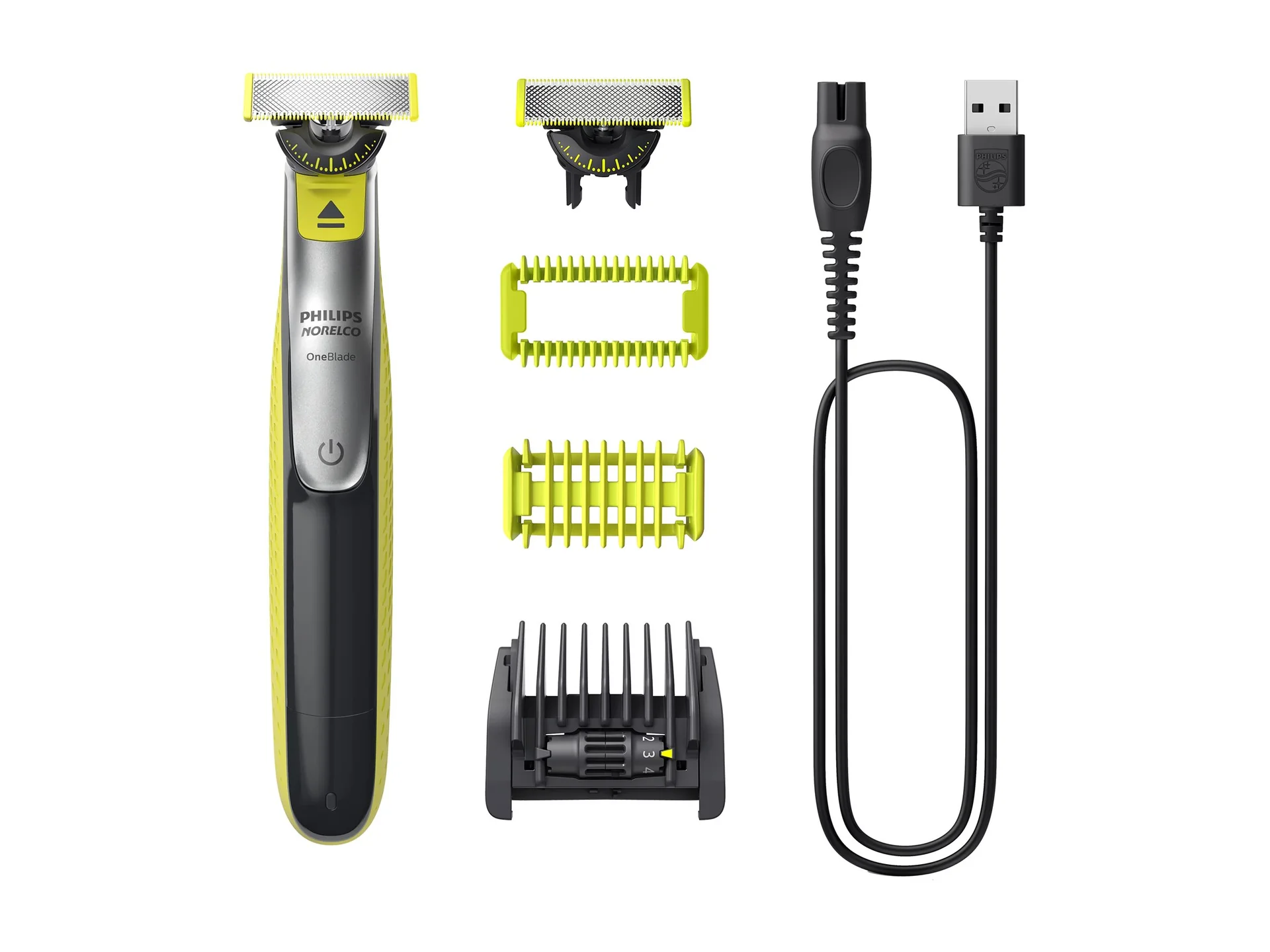 Philips   Shaver   QP2834/23 OneBlade 360   Cordless   Wet & Dry   Lime green/Charcoal grey - Image 1