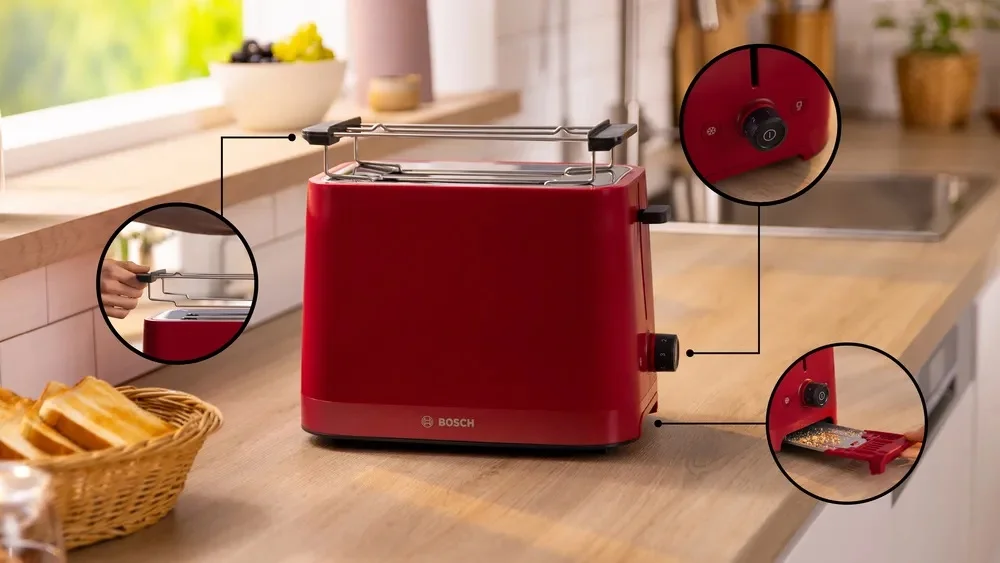 Bosch Compact Toaster   TAT3M124 MyMoment   Number of slots 2   Housing material Plastic   Red - Image 3